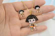 Load image into Gallery viewer, Fashion Cartoon Pink LOL Doll Stainless Steel Golden Plated Necklace Earrings Sets for Kids