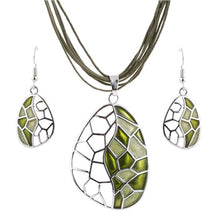 Load image into Gallery viewer, Jewelry Sets Handmade Gem Statement Silver Plated Necklace Earrings Set