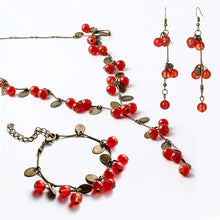 Load image into Gallery viewer, Red Cherry Jewellery Set Fashion Korean